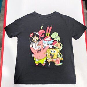 SpongeBob Squarepants T-shirt black graphic design men's size XS